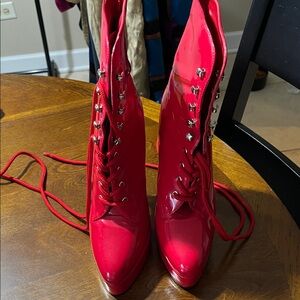 Delicious Red Patent Lace-Up Women's Boots